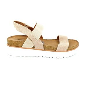 Not Rated Shoes Womens Gold Glitter 9 Slingback Sandal Elastic Straps Platform